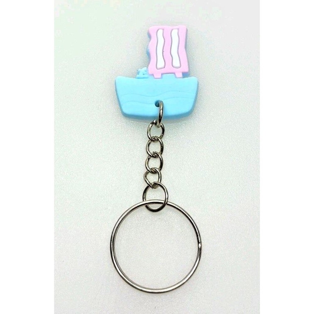Cute Cartoon Boat Keychain Blue Pink Ship Key Ring Bag Charm